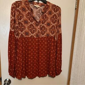 Easel Women's Red Floral Blouse